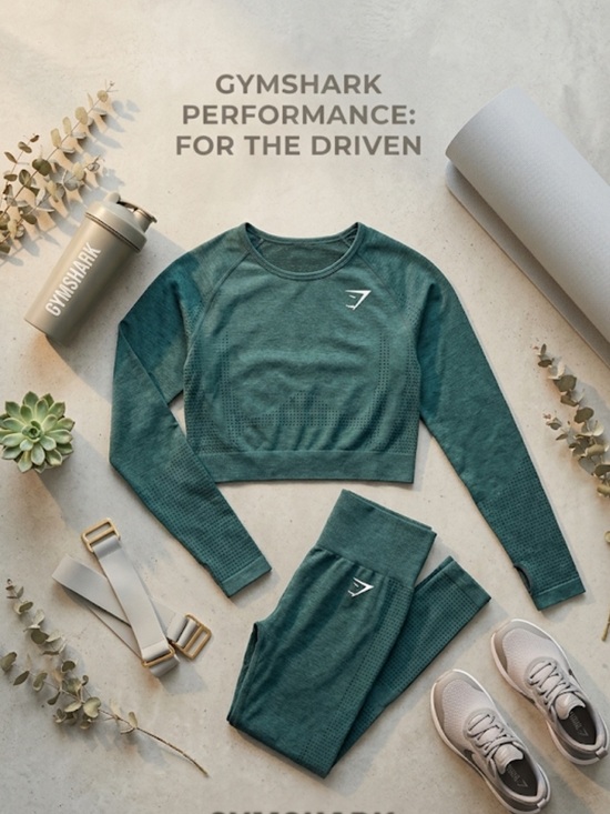 Gymshark Tops - Gymshark Teal Seamless Long-Sleeve Crop Top